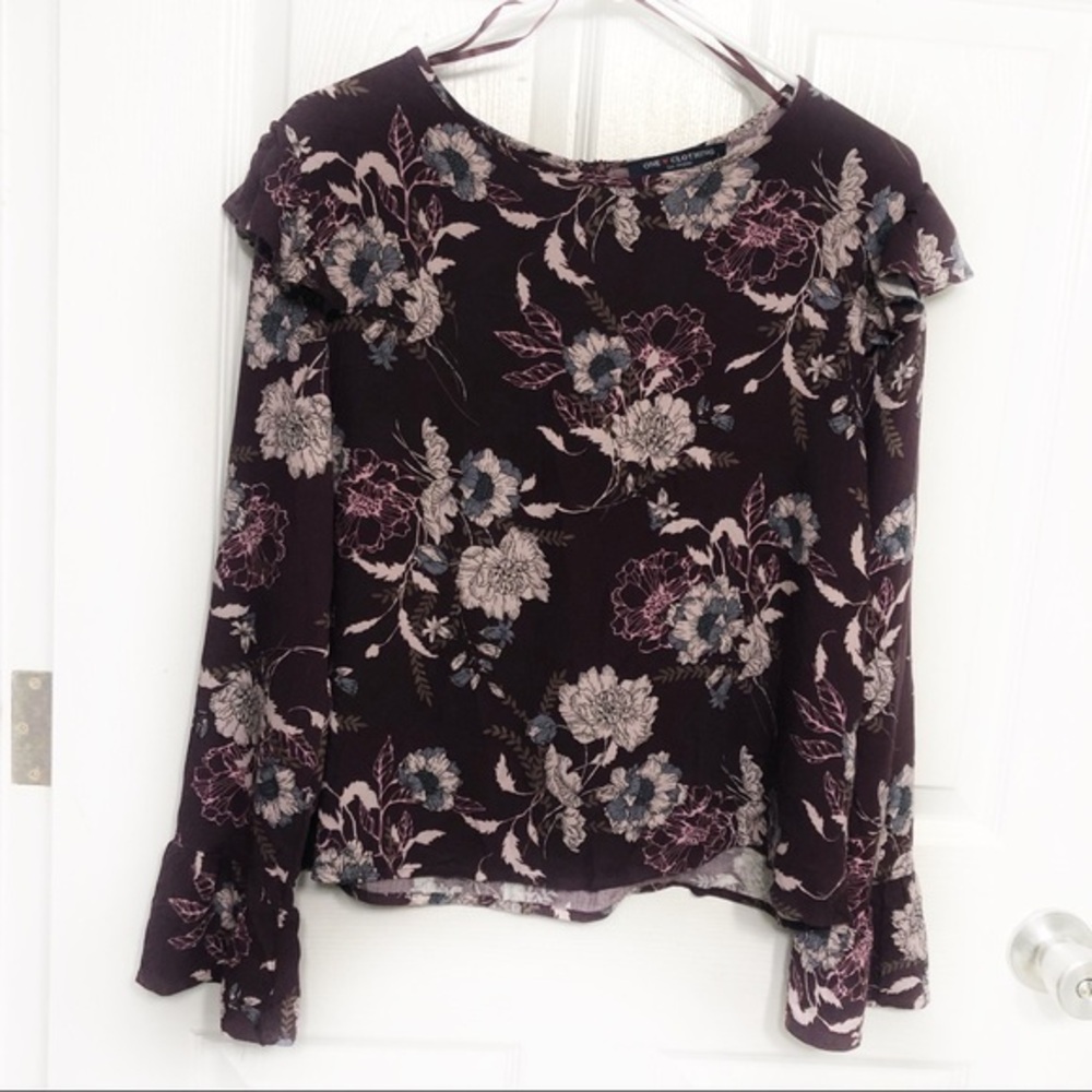 Floral ONE-CLOTHING Women’s long sleeve‎ top Sz S